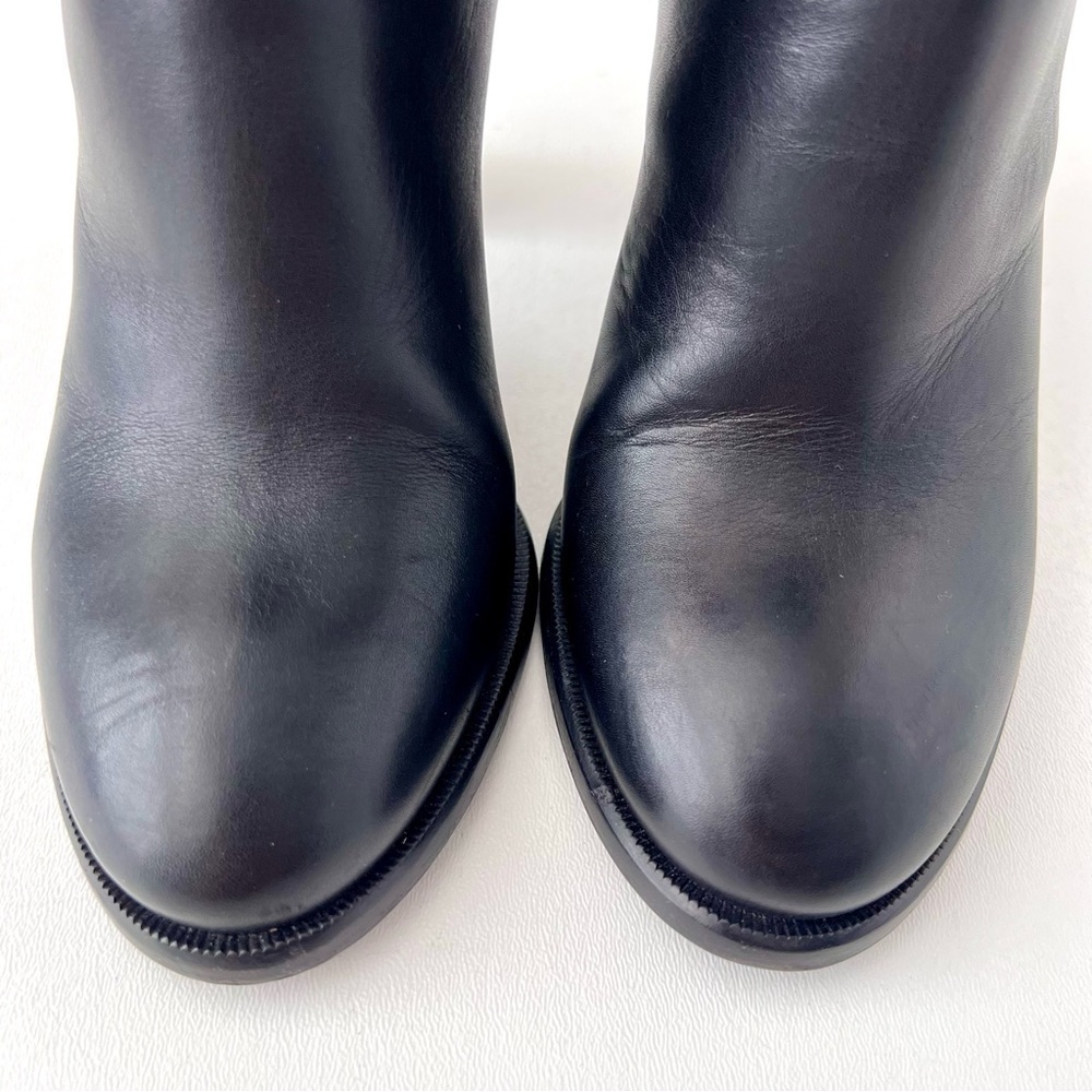LOUIS VUITTON | Black Leather Ankle Booties LV Logo Buckle Block Heel EU 37 - Picture 4 of 15